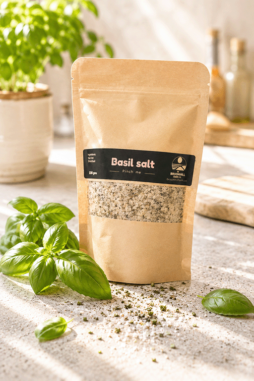 Basil Herb Salt Refill | Classic Savoury Sea Salt - large 230gm refill