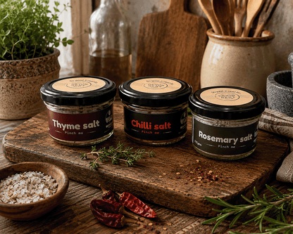 The Kitchen Discovery Set - 3x100gm sea salts + digital "Confident Cook" guide (Rosemary, Thyme & Chilli)