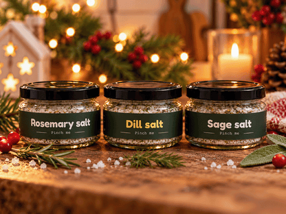 The Christmas Kitchen Gift Set - 3x100gm sea salts + digital "Confident Cook" guide (Rosemary, Sage & Dill)